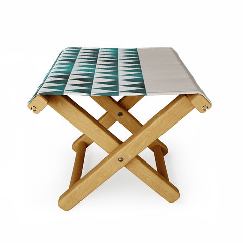 Georgiana Paraschiv Teal Triangles Folding Stool