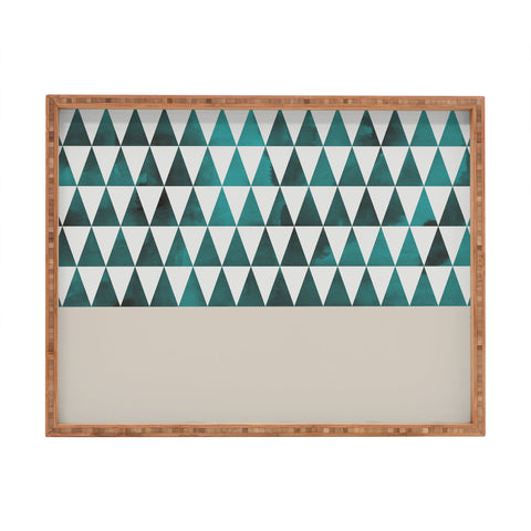Georgiana Paraschiv Teal Triangles Rectangular Tray