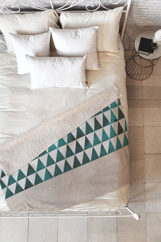 Georgiana Paraschiv Teal Triangles Fleece Throw Blanket
