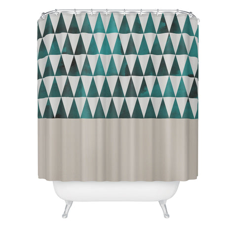 Georgiana Paraschiv Teal Triangles Shower Curtain