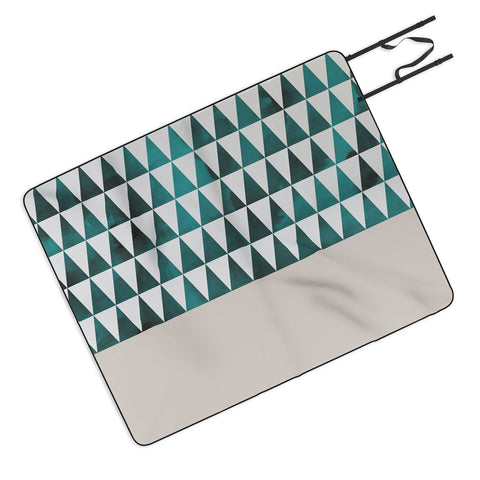 Georgiana Paraschiv Teal Triangles Picnic Blanket