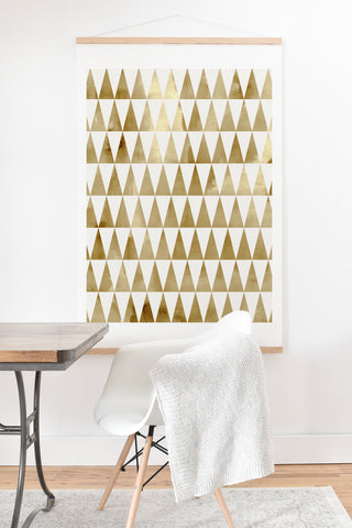 Georgiana Paraschiv Triangle Pattern Gold Art Print And Hanger
