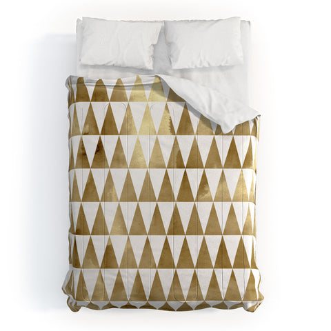 Georgiana Paraschiv Triangle Pattern Gold Comforter