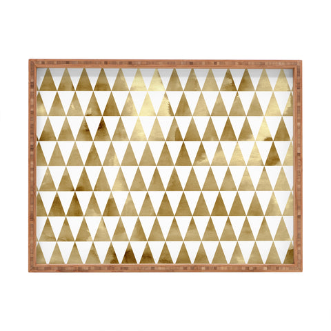 Georgiana Paraschiv Triangle Pattern Gold Rectangular Tray