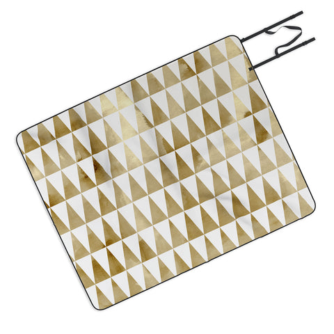 Georgiana Paraschiv Triangle Pattern Gold Picnic Blanket
