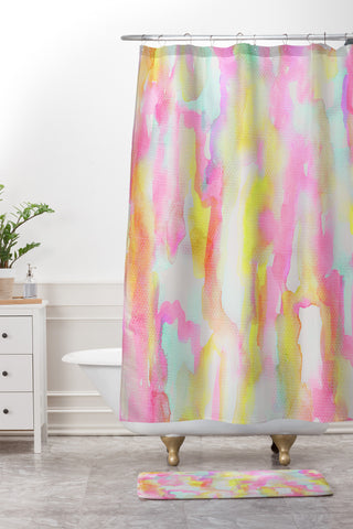 Georgiana Paraschiv Watercolour Brights Shower Curtain And Mat