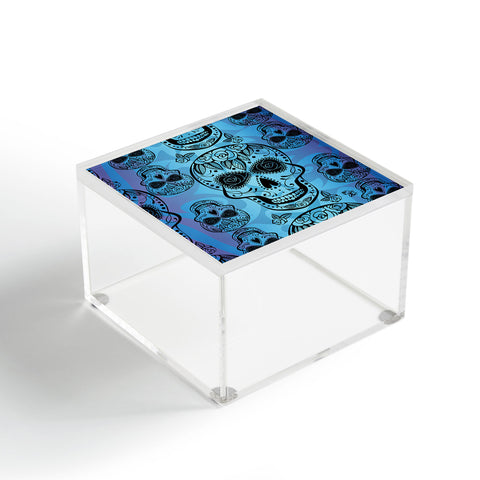Gina Rivas Design Blue Rose Sugar Skulls Acrylic Box
