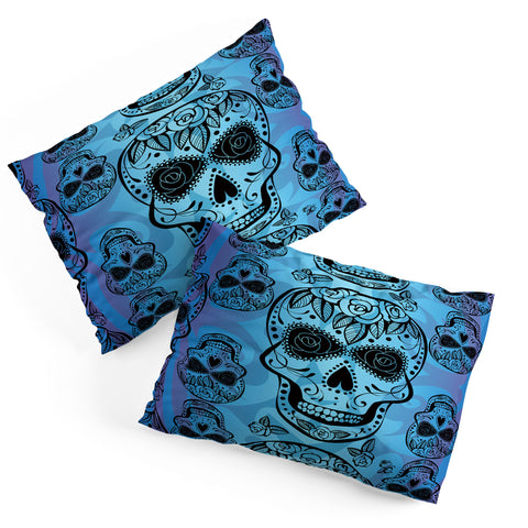 Gina Rivas Design Blue Rose Sugar Skulls Pillow Shams