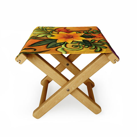 Gina Rivas Design Floral 7 Folding Stool