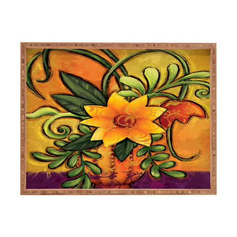Gina Rivas Design Floral 7 Rectangular Tray