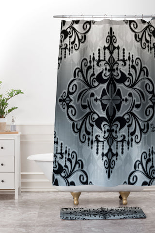 Gina Rivas Design Grey Romance Shower Curtain And Mat