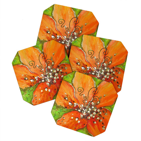 Gina Rivas Design Hibiscus Floral Coaster Set