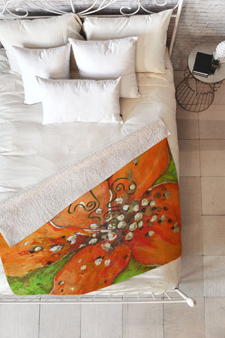 Gina Rivas Design Hibiscus Floral Fleece Throw Blanket