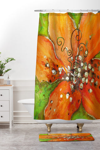 Gina Rivas Design Hibiscus Floral Shower Curtain And Mat