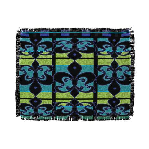 Gina Rivas Design Peacock Patch Greens Throw Blanket