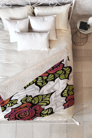 Gina Rivas Design Tribal Rose Fleece Throw Blanket