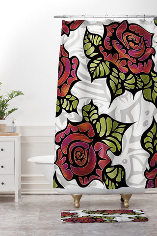 Gina Rivas Design Tribal Rose Shower Curtain And Mat