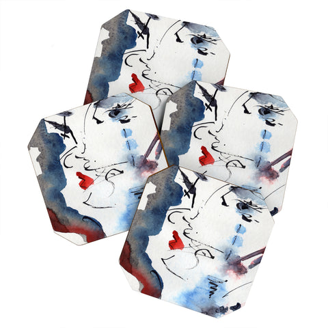 Ginette Fine Art A Kiss Is Still A Kiss Coaster Set