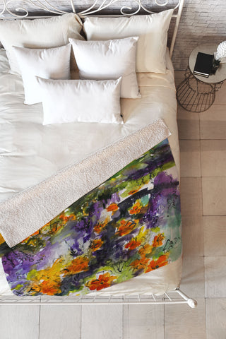 Ginette Fine Art Abstract California Poppies Fleece Throw Blanket