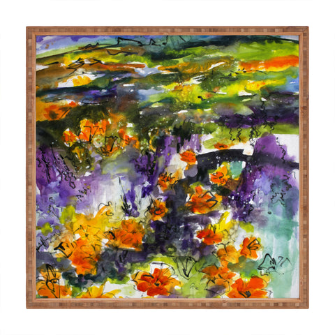 Ginette Fine Art Abstract California Poppies Square Tray