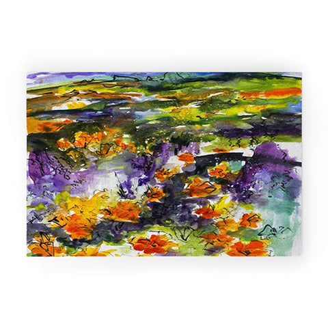Ginette Fine Art Abstract California Poppies Welcome Mat