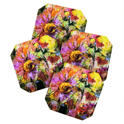 Ginette Fine Art Abstract Echinacea Flowers Coaster Set