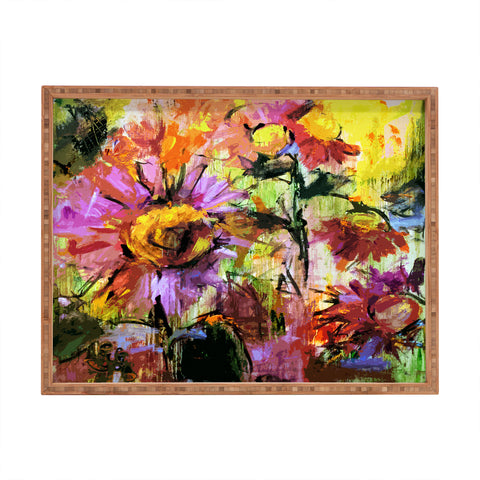 Ginette Fine Art Abstract Echinacea Flowers Rectangular Tray