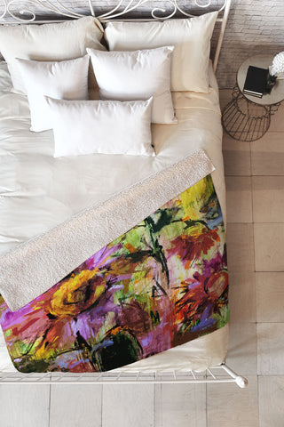 Ginette Fine Art Abstract Echinacea Flowers Fleece Throw Blanket