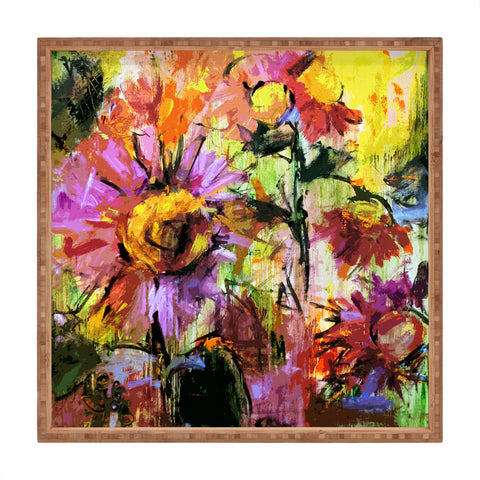 Ginette Fine Art Abstract Echinacea Flowers Square Tray
