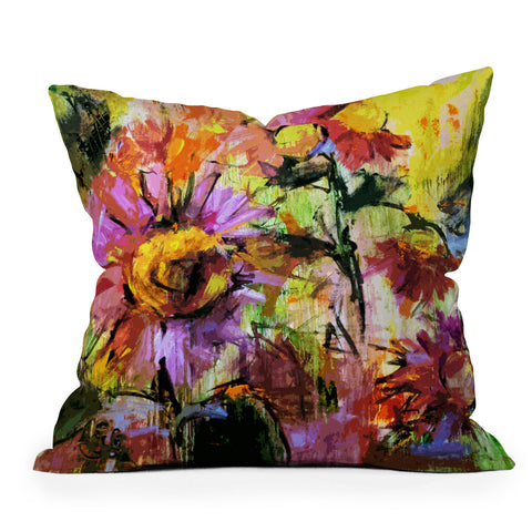 Ginette Fine Art Abstract Echinacea Flowers Throw Pillow