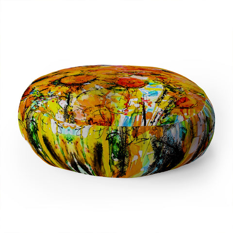 Ginette Fine Art Abstract Sunflowers Floor Pillow Round