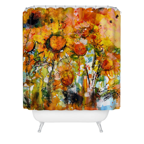 Ginette Fine Art Abstract Sunflowers Shower Curtain
