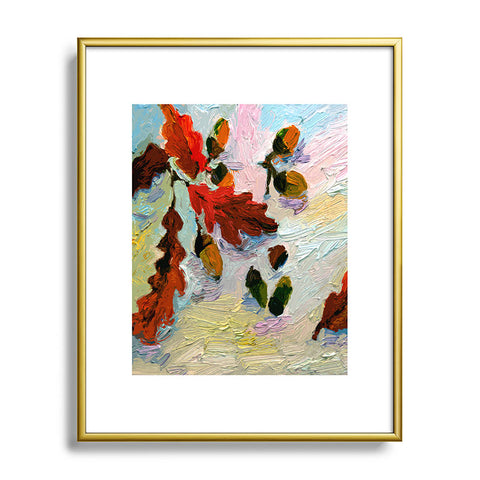Ginette Fine Art Acorns In The Snow Metal Framed Art Print