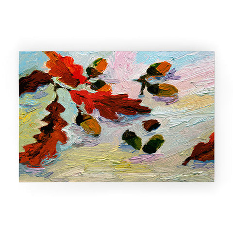 Ginette Fine Art Acorns In The Snow Welcome Mat