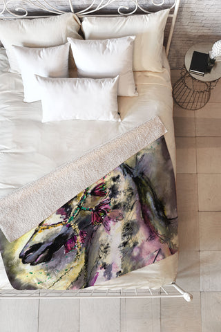 Ginette Fine Art Arabian Stallion With Headdress Fleece Throw Blanket