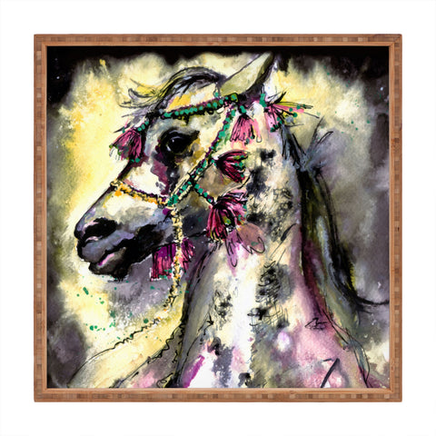 Ginette Fine Art Arabian Stallion With Headdress Square Tray