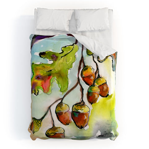 Ginette Fine Art Autumn Impressions Acorns and Oak Leaves Duvet Cover