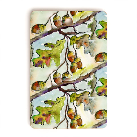Ginette Fine Art Autumn Impressions Acorns and Oak Leaves Pattern Cutting Board Rectangle