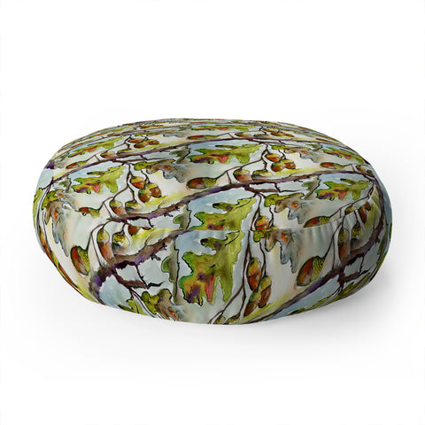 Ginette Fine Art Autumn Impressions Acorns and Oak Leaves Pattern Floor Pillow Round