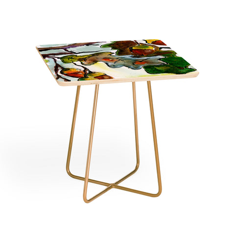Ginette Fine Art Autumn Impressions Acorns and Oak Leaves Side Table