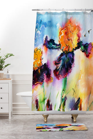 Ginette Fine Art Bearded Iris Vigilante Shower Curtain And Mat