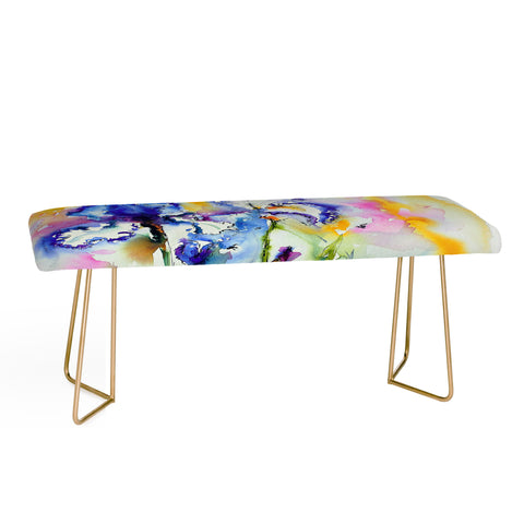 Ginette Fine Art Bearded Irises Bench