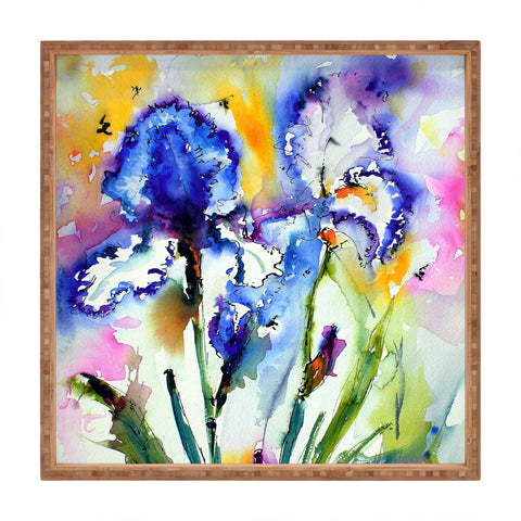 Ginette Fine Art Bearded Irises Square Tray