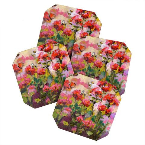 Ginette Fine Art Bee Balm And Bees Coaster Set