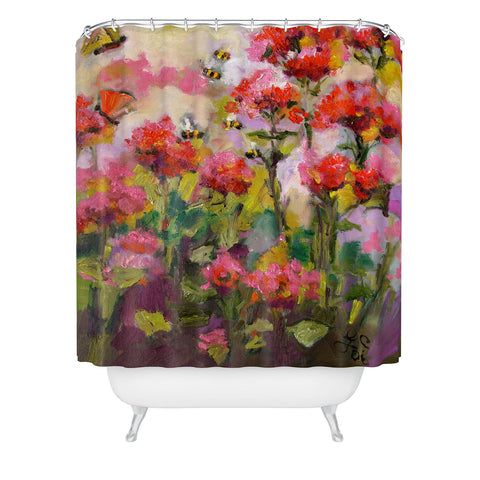 Ginette Fine Art Bee Balm And Bees Shower Curtain