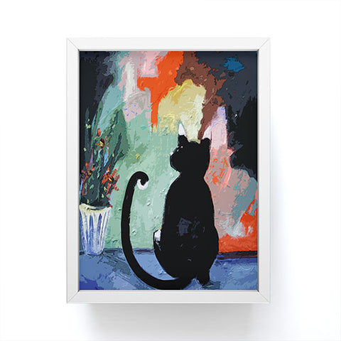 Ginette Fine Art Black Cat Framed Mini Art Print