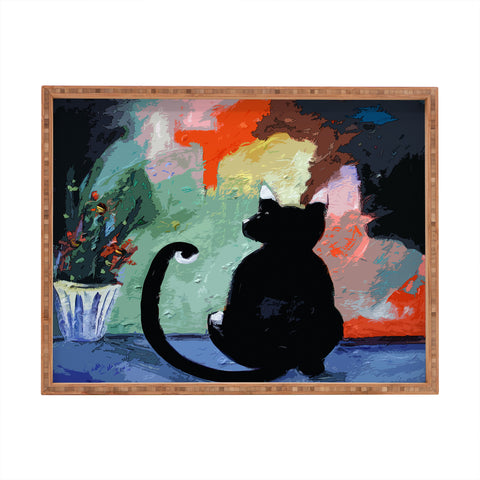 Ginette Fine Art Black Cat Rectangular Tray