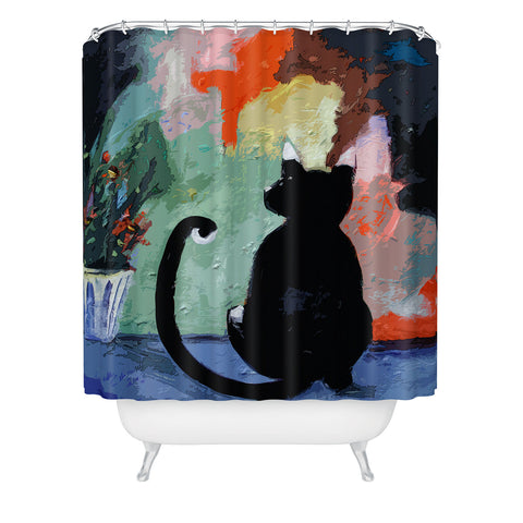 Ginette Fine Art Black Cat Shower Curtain