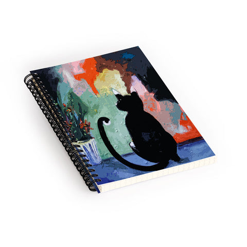 Ginette Fine Art Black Cat Spiral Notebook
