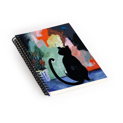 Ginette Fine Art Black Cat Spiral Notebook